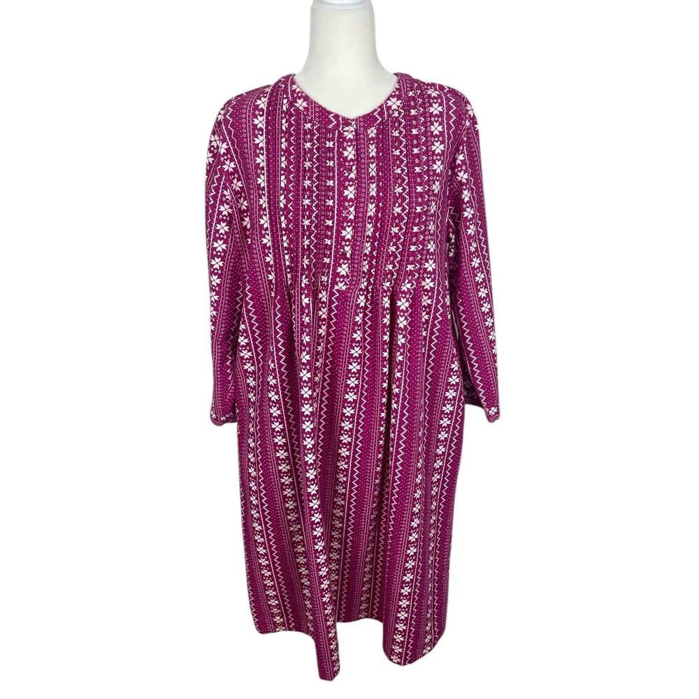 La Cera 100% Cotton Flannel Nightgown Women's Large Cozy Grandma Conservative
